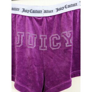 Juicy Couture Sleep Shorts Womens XL Magenta Velour Lounge Stretch Bling Logo